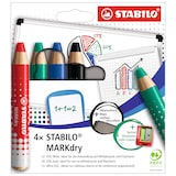 thumbnail of STABILO 4 crayons marqueurs MARKdry + 1 taille-crayon + 1 chiffonnette