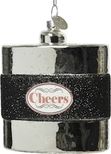 thumbnail of Flachmann Glas 9cm Christbaumschmuck Weihnachtskugeln Spirituosen silber schwarz