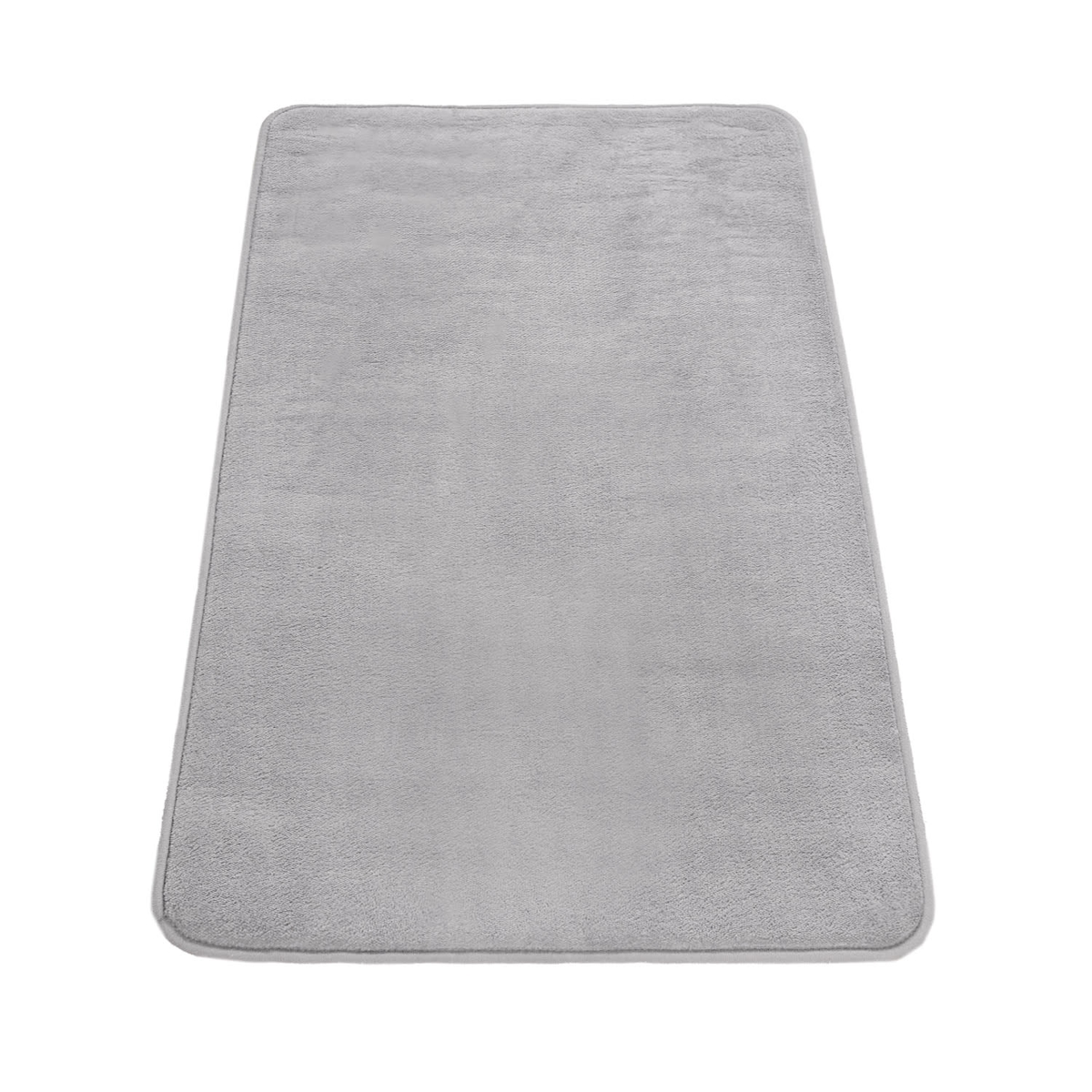 KADIMA DESIGN Waschbarer Teppich Badezimmer waschmaschinenwaschbar Unifarben Flur schmutzabweisend Grau Rechteckig 50x80 | 100% Polyester | Florhöhe: 