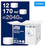 thumbnail of Tork weiches Mini Jumbo Toilettenpapier Weiß T2, Premium, 2-lagig, 12 × 170 m, 110253