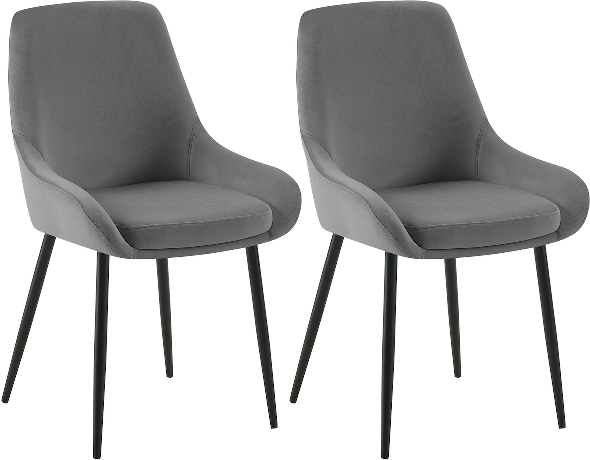 Décoshop26 -Set aus 2 eleganten bequemen Esszimmerstühlen im modernen Design bezogen mit dunkelgrauem Samt und mit schwarzem 10_0007655