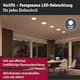 thumbnail of Paulmann VariFit Panneau encastré LED Veluna IP44 rond 75mm4,5W 400lm 4000K Satiné 92390