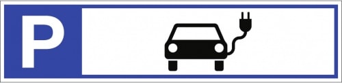 Dreifke® Schild, Parkplatzreservierer Symbol Elektrofahrzeug, Alu, 460x110 mm