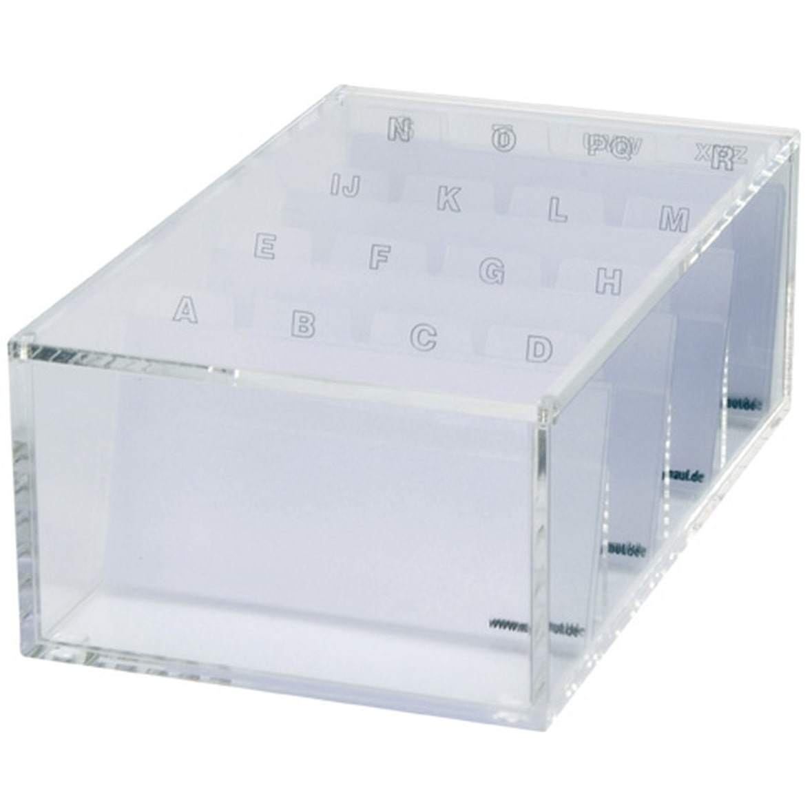 Visitenkartenbox Acryl glasklar mit A-Z Register Packung mit 6 Stück