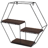 thumbnail of Décoshop26 - Wandmontiertes Hängeregal mit 3 Ablagen aus Metall und dunkelbraunem Holz Industriedesign 43 x 49 x 11 cm 04_0008658