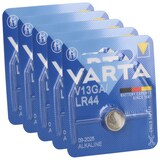 thumbnail of 5x Varta Knopfzelle Electronics V 13 GA / A76 / LR 44 Alkaline 1,5 V 1er Blister