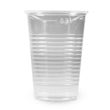 thumbnail of 100x Trinkbecher transparent klar mit Eichstrich 0,3 l 300 ml PP