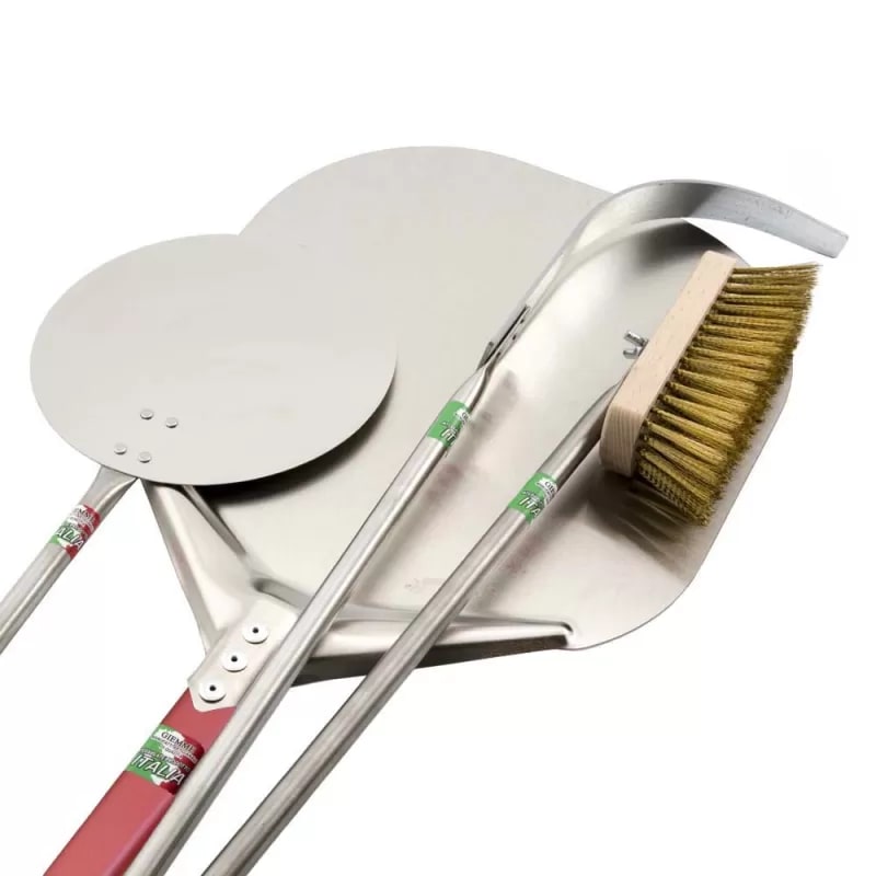 Giemme Spoleto - Conjunto de pás para pizza de uso profissional – prato 36 cm, cabo 120 cm