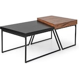 thumbnail of Mesa de café de madeira COSTWAY, conjunto de 2, mesa lateral industrial com moldura de metal