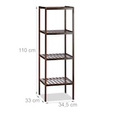 thumbnail of Relaxdays Bambus Badregal mit 4 Ablageflächen, HxBxT: 110 x 34,5 x 33 cm, hohes Standregal, Holzregal, dunkelbraun