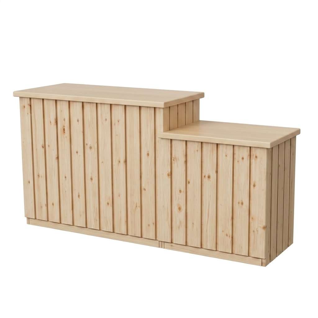 LES ARTISANS DU BOIS Comptoir Premier teinté verni cotonnade en bois massif L190 x P52 x H100 cm