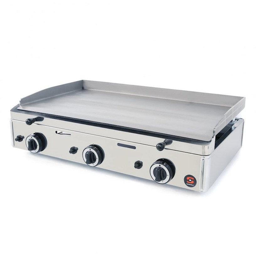 Gas Griddleplatte Frytop - SAMMIC SPG-801 Gas - Stahl - 3 Brenner - Plattenfläche 783 x 395 mm