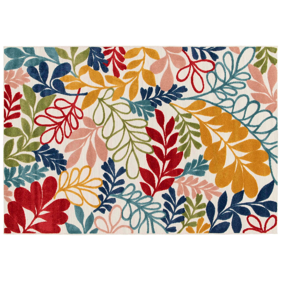 Tapis rectangulaire à poils ras motif floral multicolore 200 x 290 cm - Oviala