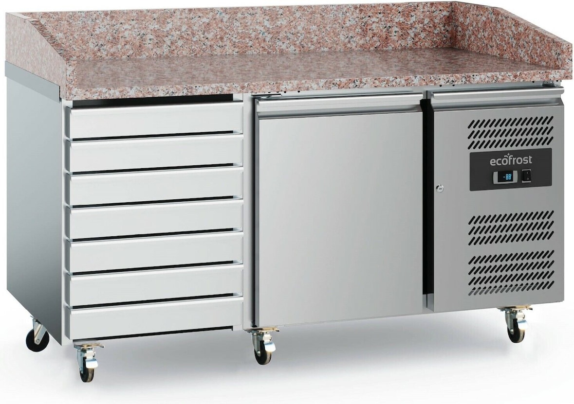 Gastro Pizzatisch Kühltisch Kühltheke Edelstahl 1510x800x1000mm 390l +2/+8°C