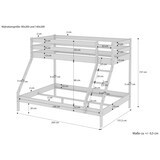 thumbnail of Doppel-Etagenbett 140x200 und 90x200 Erwachsenen-Stockbett Kiefer Zubehör wählbar V-60.19-09-14 ohne Zubehör