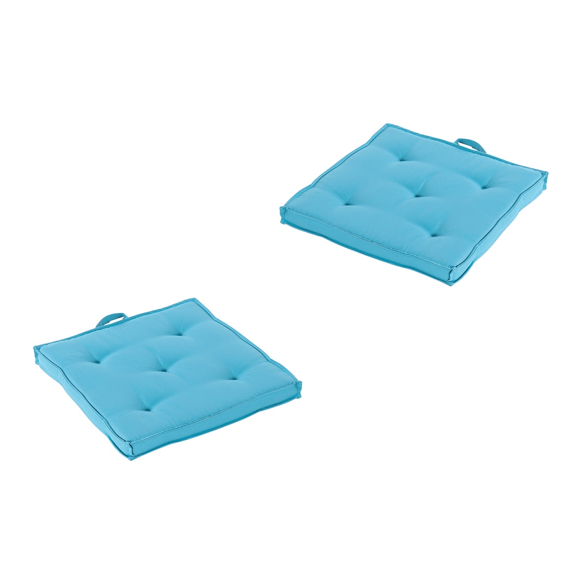 Pack 2 cojines para sillas de jardín color turquesa, Tamaño 42x42x5 cm, Repelente al agua,