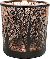 thumbnail of Windlichtglas 8cm Baum Motive Teelichtglas Kerzenhalter Weihnachten Wald Bronze