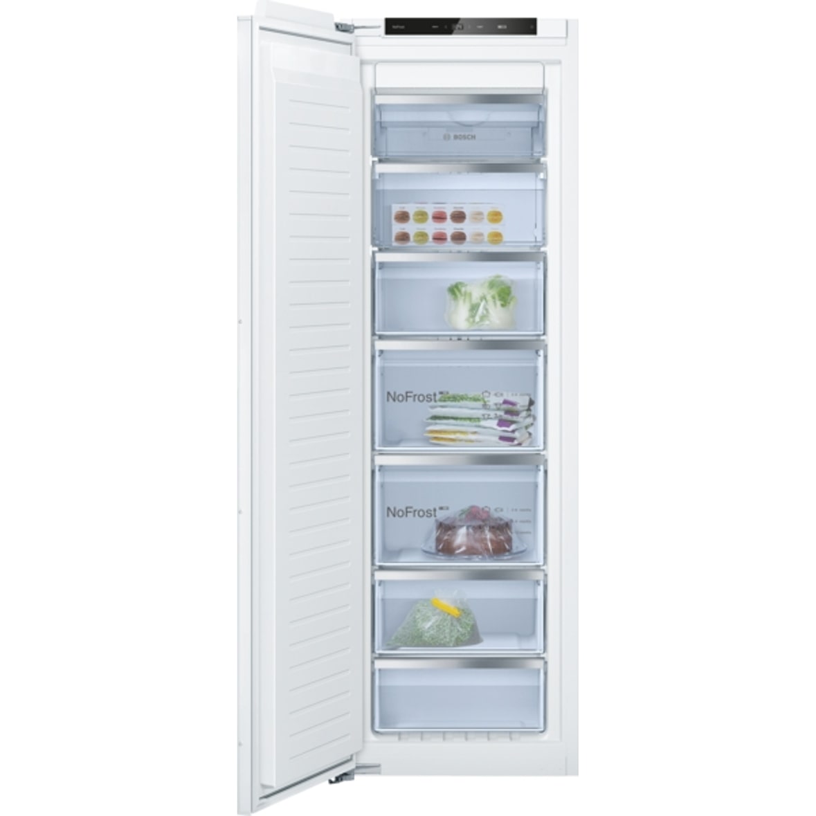Bosch Serie 6 GIN81ACE0 Einbau-Gefrierschrank, 177.2 x 55.8 cm, Flachscharnier mit Softeinzug