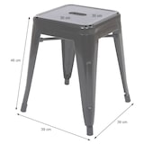 thumbnail of 4er-Set Hocker HWC-A73, Metallhocker Sitzhocker, Metall Industriedesign stapelbar ~ rot