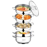 thumbnail of BEM Dampfkocher 6-tlg. 30 cm aus Edelstahl 18/10 mit Glasdeckel, NICHT induktionsgeeignet