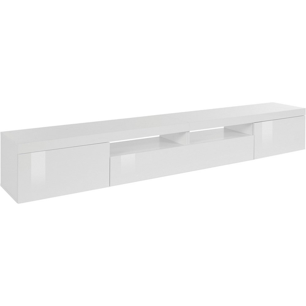 Mobile porta tv 2 ante con un'anta 240 240x40x35cm Bianco Laccato Lucido - SOLSTICE