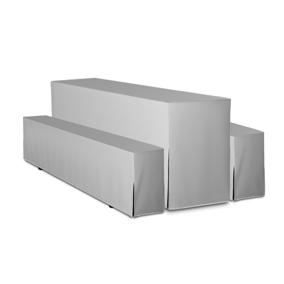 TexDeko Hussen Bierzeltgarnituren gepolstert 5TLG Set Festzeltgarnituren Bierbankhussen Premium (220x70cm, Grau)