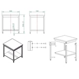 thumbnail of Tavolo lavoro in acciaio inox con ripiano 80x70x85 cm