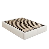 thumbnail of Merax 140*200cm Polsterbett, Plattformbett, Polsterbett ohne Kopfteil, mit hydraulischer Lagerung und 2 Schubladen, Beige