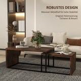 thumbnail of Couchtisch Set 90x48x42 cm mit Satztisch stapelbar MDF Metallgestell Beistelltische im 2er Set Rustikales Braun+Schwarz