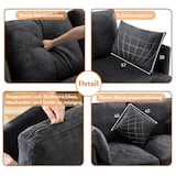 thumbnail of Dreisitzer-Sofa 216x161x81 Grau mit Fußhocker, Chenille Stoff, Komfortkissen, L-förmig erweiterbar, Wohnzimmer Couch