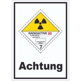 thumbnail of Aufkleber radioaktive Stoffe Radioactive Achtung III-GELB A4 (210x297mm)