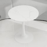 thumbnail of Couchtisch Rund Weiß 70x70x72 cm, Kunstmarmor Tischplatte, hochbeinige Konstruktion, minimalistisches Design, vielseitig als Beistelltisch