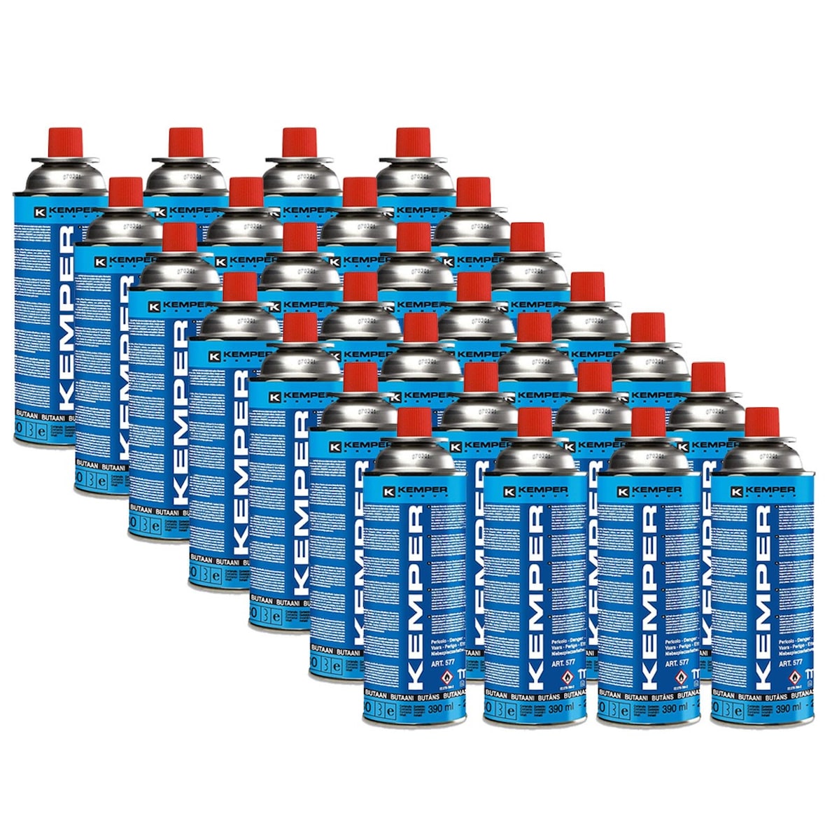Verpakking van 28 KEMPER 227g butaangaspatronen