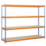 thumbnail of Simon Rack Estanteria Industrial, 2000x1200x450 mm, 400 kg de Punto Flexión, 4 Estantes Madera, Azul/Naranja/Madera - SimonTaller