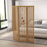 thumbnail of HOMCOM Biombo de 3 Painéis Dobrável 120x1,7x170 cm Separador de Ambientes de Madeira com Padrões Geométricos Madeira
