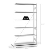 thumbnail of PROREGAL Fachbodenregal Stecksystem | Anbauregal | HxBxT 250x130x40cm | 6 Ebenen | Fachlast 215 kg | Einseitig nutzbar | Lichtgrau