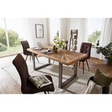 thumbnail of Esstisch Mango Massivholz Esszimmertisch 180x76,5 x90 cm, Küchentisch Loft Natur, Holztisch Massiv mit Metallgestell, Industrial