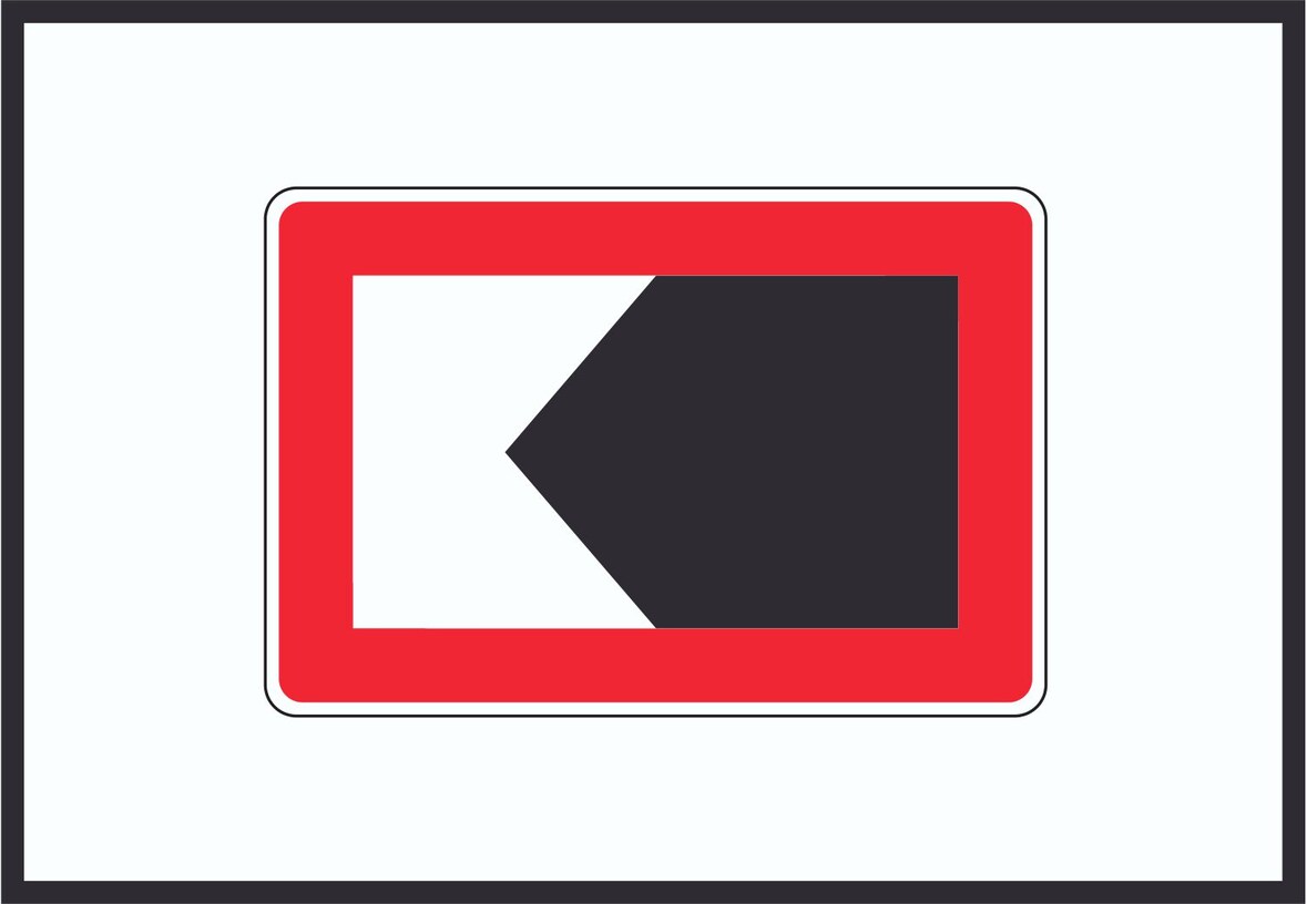 Begrenzte Fahrwasserbreite Durchfahrtsbreite begrenzt Symbol Schild A4 Rückseite selbstklebend