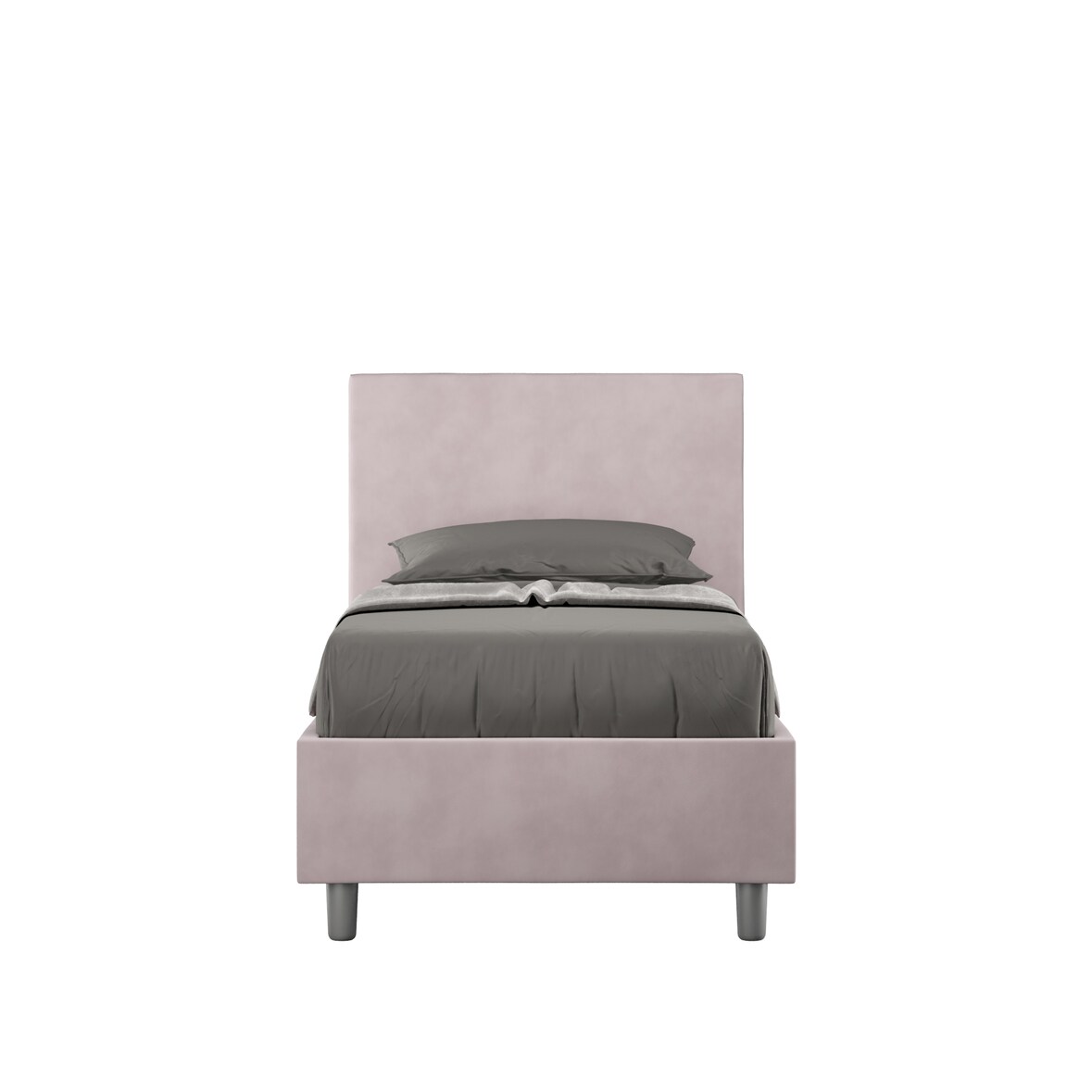 Letto Singolo con rete imbottito 90x190 microfibra glicine Adele