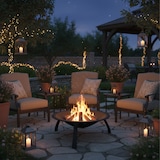 thumbnail of Relaxdays Feuerschale, Ø Schale 51 cm, klappbare Beine, Grillrost, Funkenschutz, Schürhaken, Feuerstelle Garten, schwarz