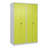 thumbnail of C+P Doppel-Spind Classic PLUS, 4 Abteile, HxBxT 185x120x50cm, Sicherheitsdrehriegel, Hellgrau/Clowngrün von PROREGAL