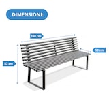 thumbnail of Andrys - Panchina da Esterno Design Moderno, con Viterie e Tappi in Pvc Neri, in Acciaio Zincato a Freddo, Colore Nero, 150 x 82 x 50 cm