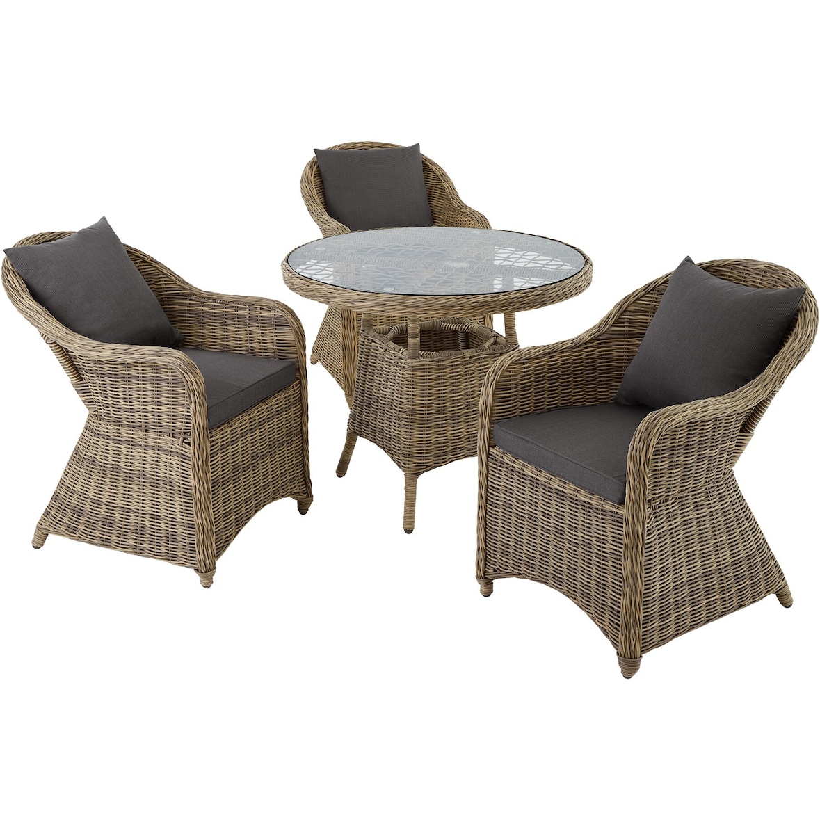 tectake Aluminium Rattan Sitzgruppe Zürich 3+1  Natur