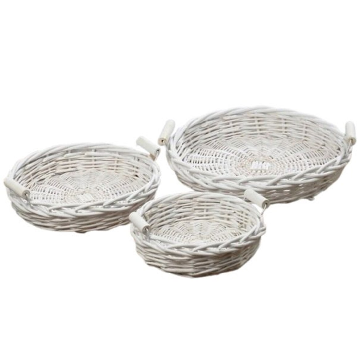 Dekotablett Vintage Ratan Landhaus weiß 3er Set
