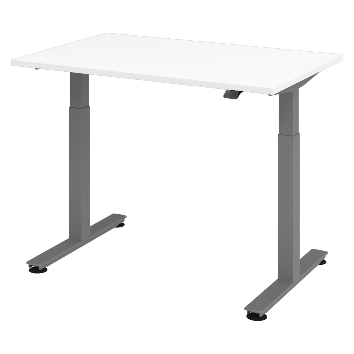 bümö elektrisch höhenverstellbarer Schreibtisch weiß 120x80 cm, Gestell: Graphit - Büroschreibtisch höhenverstellbar elektrisch, elektrischer