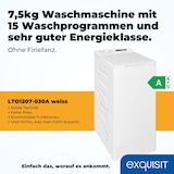 thumbnail of Exquisit Waschmaschine 7,5kg, Toplader, Waschmaschine schmal, Energieklasse A, 1200 U/Min, Startzeitvorwahl, Kurzprogramm, LTO1207-030A weiss