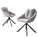 thumbnail of Drehstuhl Esszimmerstuhl Samt Grau 2er Set 79x59x65 cm mit Rollen ergonomischer Sitzschale Metallgestell modern komfortabel belastbar bis 150 kg