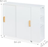 thumbnail of Relaxdays Nischenschrank, 4 Fächer, WC-Bürstenhalter, HxBxT: 62 x 19,5 x 64 cm, Bad, MDF, Bambus, Rollwagen, weiß/natur