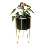 thumbnail of DanDiBo Blumenhocker mit Topf Metall Gold Schwarz Rund L 45 cm Blumenständer 96039 Blumensäule Modern Pflanzenständer Pflanzenhocker