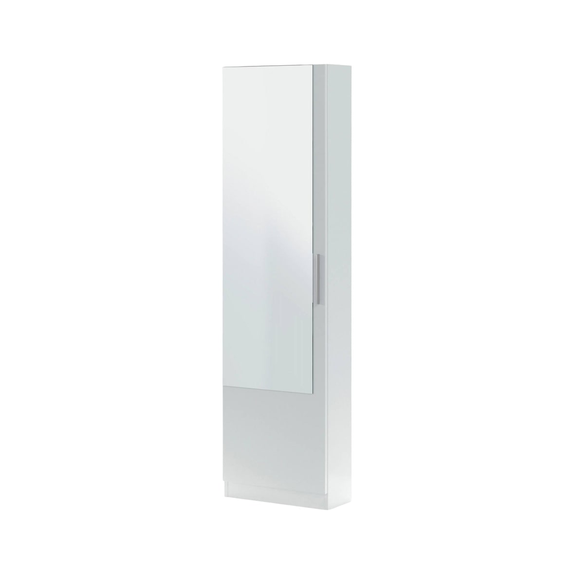 Dmora Scarpiera Eugene, Armadio portascarpe alta a 1 anta, Mobile portascarpe moderno, Armadio da ingresso con specchio, 50x22h180 cm, Bianco